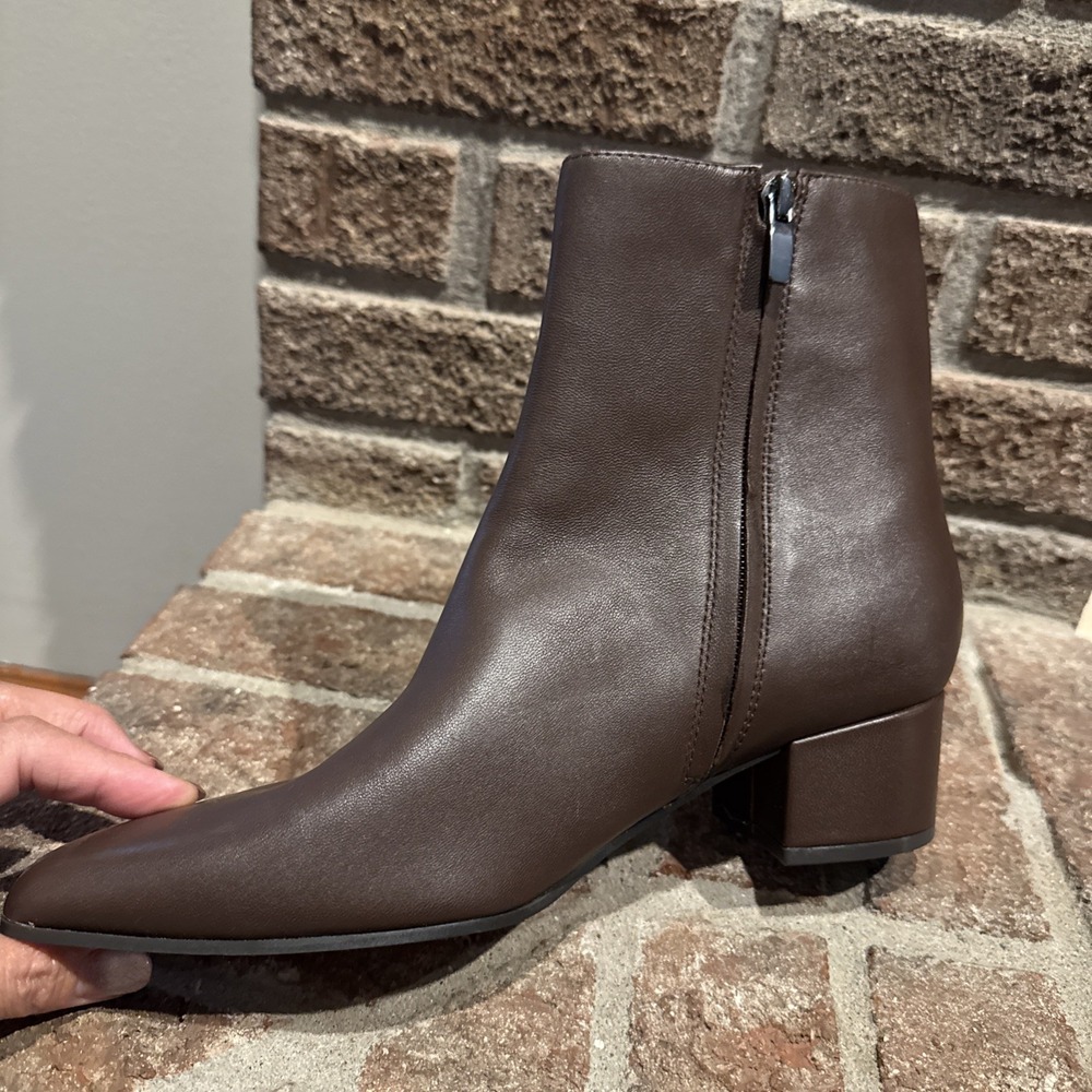Nine West Maribu Pointed Toe Ankle Booties Dark Brown Leather US 8M #612 - Picture 7 of 16